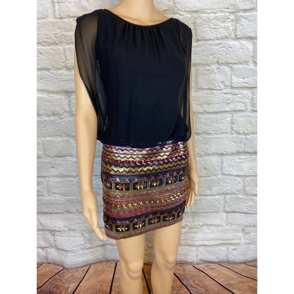 AIDAN MATTOX Sequin Dress Size 2 Party Dress Mini Dress Cocktail Dress Colorful - Picture 2 of 13